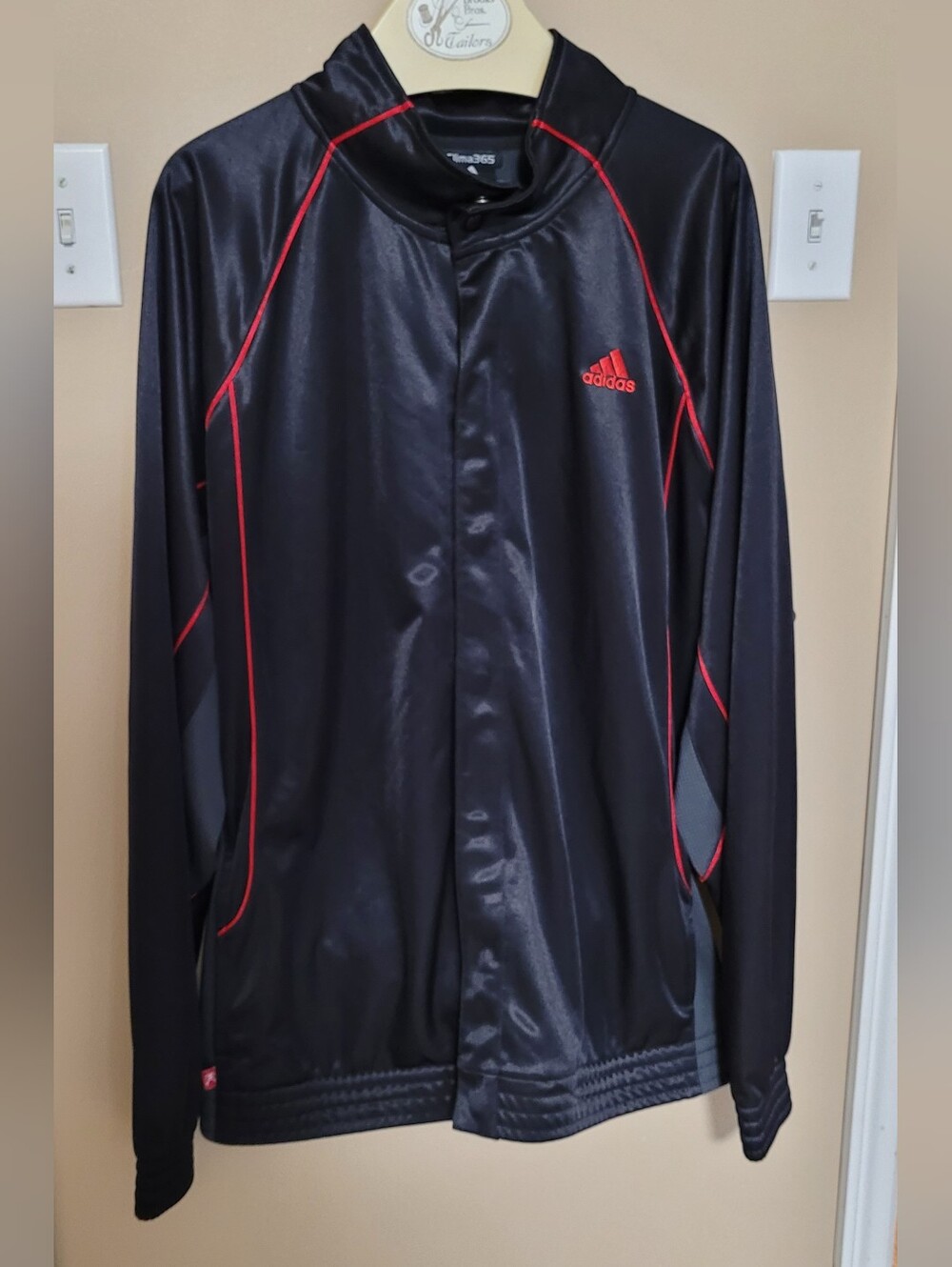 adidas Black Performance Jacket with Red Piping
